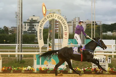  

PORTO ALEGRE-RS-BRASIL- 21/10/2017- 109º GP Bento Gonçalves de turfe. GP Bento Gonçalves, principal prova do turfe
 do Rio Grande do Sul. Prêmio vencido pelo Jockey A.L. Silva montando o Cavalo Ilustre Senador. FOTO FERNANDO GOMES/ZERO
Indexador: Fernando Gomes