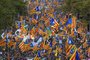  

Protesters wave pro-independence Catalan Estelada flags during a demonstration in Barcelona on October 21, 2017 in support of separatist leaders Jordi Sanchez and Jordi Cuixart, who have been detained pending an investigation into sedition charges.
Spain announced that it will move to dismiss Catalonias separatist government and call fresh elections in the semi-autonomous region in a bid to stop its leaders from declaring independence. / AFP PHOTO / LLUIS GENE

Editoria: WAR
Local: Barcelona
Indexador: LLUIS GENE
Secao: crisis
Fonte: AFP
Fotógrafo: STF