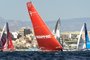 MAPFRE, Dongfeng and Vestas 11th Hour racing teams sail off the coast of Alicante, southeastern Spain, on October 14, 2017 during an in-port race ahead of the next Volvo Ocean Race, a yacht race around the world. / AFP PHOTO / JOSE JORDAN
