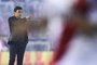 The coach of Argentina's team River Plate, Marcelo Gallardo, gestures during their Copa Libertadores semifinal first leg football match against Argentina's Lanus at the Monumental stadium in Buenos Aires, on October 24, 2017. / AFP PHOTO / Eitan ABRAMOVICH
