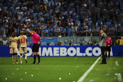  

PORTO ALEGRE, RS, BRASIL, 01.11.2017. Grêmio enfrenta o Barcelona-EQU pela semifinal da Libertadores, na Arena, em Porto Alegre.

Foto: Félix Zucco/Agência RBS