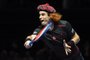 Britains Andy Murray wears a tartan hat as he plays Switzerlands Roger Federer in their exhibition tennis singles match, during Andy Murray Live at the SSE Hydro in Glasgow, Scotland on November 7, 2017. 
Andy Murray Live is a charity fundraiser. Glasgow based charity, Sunny-sid3up, join Unicef as charity partner this year. / AFP PHOTO / Andy BUCHANAN