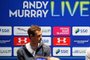 Switzerlands Roger Federer (R) and Britains Andy Murray (L) attend a press conference ahead of their exhibition tennis event, Andy Murray Live at the SSE Hydro in Glasgow, Scotland on November 7, 2017. 
Andy Murray Live is a charity fundraiser. Glasgow based charity, Sunny-sid3up, join Unicef as charity partner this year. / AFP PHOTO / Andy BUCHANAN