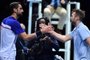  

USAs Jack Sock (R) shakes hands with Croatias Marin Cilic after winning their mens singles round-robin match on day three of the ATP World Tour Finals tennis tournament at the O2 Arena in London on November 14, 2017. / AFP PHOTO / Glyn KIRK

Editoria: SPO
Local: London
Indexador: GLYN KIRK
Secao: tennis
Fonte: AFP
Fotógrafo: STR