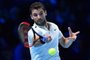  

Bulgarias Grigor Dimitrov returns to Belgiums David Goffin during their mens singles final match on day eight of the ATP World Tour Finals tennis tournament at the O2 Arena in London on November 19, 2017. / AFP PHOTO / Glyn KIRK

Editoria: SPO
Local: London
Indexador: GLYN KIRK
Secao: tennis
Fonte: AFP
Fotógrafo: STR