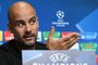 Manchester Citys Spanish manager Pep Guardiola attends a press conference at the City Football Academy in Manchester, north west England on November 20, 2017, on the eve of their UEFA Champions League Group F match against Feyenoord. / AFP PHOTO / Oli SCARFF