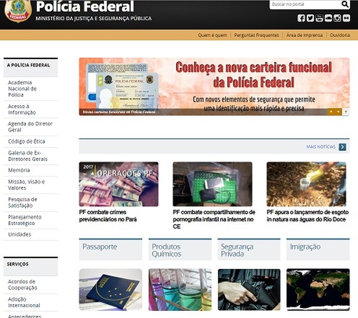Reprodução / Site da Polícia Federal