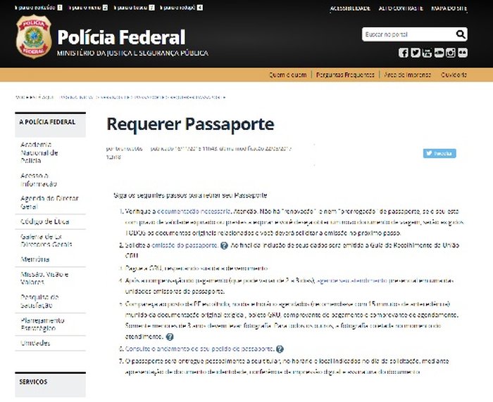 Reprodução / Site da Polícia Federal