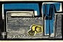 Obra da exposição Caminhos de Rossini Perez no Margs. 
ROSSINI PEREZ ( Macaíba, RN 1931) -     
Gravura Brasileira 
15764 
Natureza morta, 1954 
linoleogravura, xilogravura e pochoir a cores, 30,5 x 51,4 cm (área impressa); 42,9 x 61 cm (suporte) 
assinada Rossini Perez 1954
doação, 2001, Rossini Quintas Perez 
