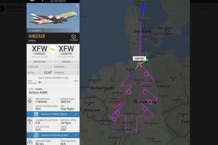 Avião da Airbus faz trajeto em forma de árvore de natal | GZH Avião da Airbus faz trajeto em forma de árvore de natal | GZH