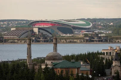 City of KazanPicture of the Kazan Arena and the Kazanka river taken in Kazan, Russia, 23 June 2017. The city along the Volga with around 1.2 million inhabitants - the 8th largest city in Russia - is located about 800 kilometers east of Moscow and is an important centre of Russian Islam and a significant cultural, economic, scientific and transportation hub. Photo:/dpaEditoria: LIFLocal: KazanIndexador: MARIUS BECKERSecao: TourismFonte: DPA