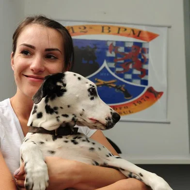  CAXIAS DO SUL, RS, BRASIL (28/12/2017). Cadela Lara. Brigada Militar localiza a cachorra Lara, pertencente à jovem Flávia Fachini. (Roni Rigon?/Poneiro).