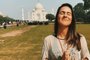 A jornalista Fernanda Pandolfi, autora do site Ida e Volta, no Taj Mahal, na Índia.