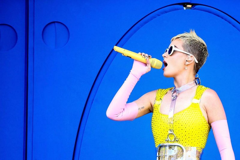 (FILES) This file photo taken on May 12, 2017 shows Katy Perry as she performs on stage during 102.7 KIIS FMs 2017 Wango Tango at StubHub Center in Carson, California.  Katy Perrys songs used to delight in first-time innocence -- she kissed a girl (and she liked it), and a night of love made her feel like she was living a teenage dream.Now 32, the pop superstar has discovered adulthood. On a new album, her sound is sultry and her experiences are anything but chaste.Witness, which comes out June 9, 2017, marks Perrys first album since 2013 and comes after the artist largely retreated for a year following the blockbuster success of her Prism album and tour. / AFP PHOTO / GETTY IMAGES NORTH AMERICA / Rich Fury