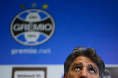  PORTO ALEGRE, RS, BRASIL - 16/03/2018 - Treino do Grêmio antes do Gre-Nal 414, válido pelas quartas de final do Gauchão 2018. Na foto: coletiva do Renato Gaúcho(Lauro Alves/Agência RBS)