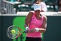 KEY BISCAYNE, FL - MARCH 20: Beatriz Haddad Maia of Brazil in action during her straight sets defeat by Heather Watson of Great Britain in their first round match during the Miami Open Presented by Itau at Crandon Park Tennis Center on March 20, 2018 in Key Biscayne, Florida.   Clive Brunskill/Getty Images/AFP