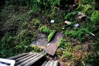  CAXIAS DO SUL, RS, BRASIL 26/04/2018Moradora da rua Pedro Girardi, n 69 reclama do terreno atrás da sua casa.Lucas Amorelli/ Agência RBS