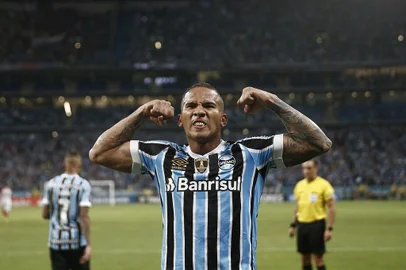  PORTO ALEGRE, RS, BRASIL, 01.05.2018. Grêmio enfrenta o Cerro Porteño, na Arena, em partida válida pela fase de grupos da Copa Libertadores 2018. Na foto, comemoração do terceiro gol do jogo, marcado por Jael.Foto: André Ávila/Agência RBS