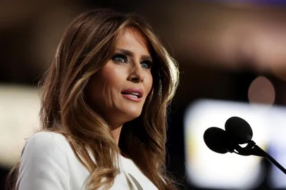 CLEVELAND, OH - JULY 18: Melania Trump, wife of Presumptive Republican presidential nominee Donald Trump, delivers a speech on the first day of the Republican National Convention on July 18, 2016 at the Quicken Loans Arena in Cleveland, Ohio. An estimated 50,000 people are expected in Cleveland, including hundreds of protesters and  of the media. The four-day Republican National Convention kicks off on July 18.   Chip Somodevilla/Getty Images/AFP