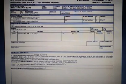 Auto de infrações cobradas irregularmente em Sapucaia do Sul. Matéria do GDI.
