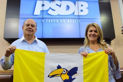 Paula Ioris e Ozório Alcides Rocha, presidente e vice-presidente do PSDB de Caxias, respectivamente.