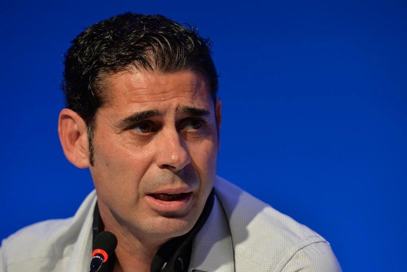 Spanish Football legend Fernando Hierro gives a press conference on the eve of the Brazil 2014 FIFA Football World Cup final draw, in Costa do Sauipe, state of Bahia, on December 5, 2013. Hierro is amongst the eight players taking part in the draw ceremony that will determine the eight groups of the World Cup final stage.  AFP PHOTO / NELSON ALMEIDA