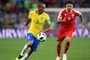  Brazil's defender Miranda (L) vies with Serbia's forward Aleksandar Mitrovic during the Russia 2018 World Cup Group E football match between Serbia and Brazil at the Spartak Stadium in Moscow on June 27, 2018. / AFP PHOTO / Patrik STOLLARZ / RESTRICTED TO EDITORIAL USE - NO MOBILE PUSH ALERTS/DOWNLOADSEditoria: SPOLocal: MoscowIndexador: PATRIK STOLLARZSecao: soccerFonte: AFPFotógrafo: STR