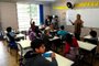  CAXIAS DO SUL, RS, BRASIL, 05/12/2017. Turma do Proerd (programa da Brigada Militar contra as drogas) desenvolvido na Escola Estadual de Ensino Fundamental João Magalhães, no Centro, tem aulas com Silvia Costa Fernandes, soldado da PM. O programa aproxima a polícia da população e faz o trabalho de prevenção à criminalidade. (Diogo Sallaberry/Agência RBS)