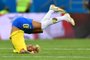  Brazils forward Neymar falls during the Russia 2018 World Cup Group E football match between Brazil and Switzerland at the Rostov Arena in Rostov-On-Don on June 17, 2018. / AFP PHOTO / JOE KLAMAR / RESTRICTED TO EDITORIAL USE - NO MOBILE PUSH ALERTS/DOWNLOADSEditoria: SPOLocal: Rostov-on-DonIndexador: JOE KLAMARSecao: soccerFonte: AFPFotógrafo: STF
