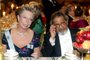 (FILES) In this file photo taken on December 10, 2001, Swedish Princesse Christina (L) and Literature Nobel prize winner V.S. Naipaul (R) attend the banquet for the Nobel laureates at Stockholms City Hall. Nobel prize-winning British author V.S. Naipaul has died at the age of 85, his family announced on Saturday, August 11, 2018.  Vidiadhar Surajprasad Naipaul wrote more than 30 books and won the Nobel Literature Prize in 2001. Born in Trinidad, the son of an Indian civil servant, he studied English literature at Oxford University before basing his life in England. But he spent much of his time travelling and became a symbol of modern rootlessness. / AFP PHOTO / SCANPIX SWEDEN / JONAS EKSTOMER