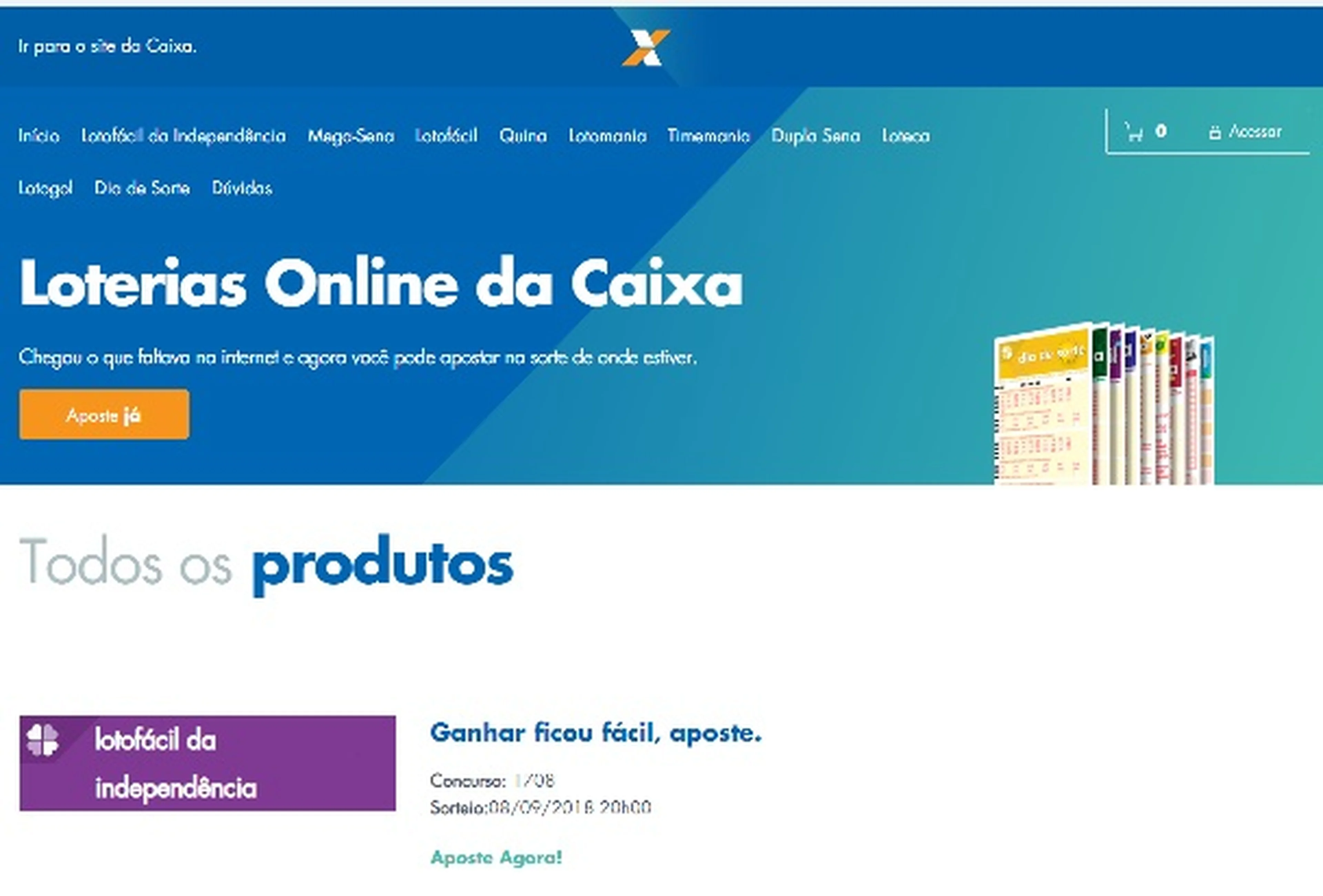 Reprodução/Site Loterias Online da Caixa