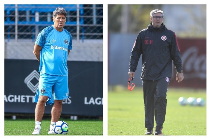 Montagem sobre fotos / Lucas Uebel/Grêmio, Divulgação e Ricardo Duarte/Inter, Divulgação