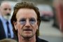  (FILES) In this file photo taken on August 28, 2018, the board of Directors member of campaigning and advocacy organization ONE, Irish lead singer of rock band U2, Bono, is pictured after a meeting with the German Chancellor in Berlin.Irish rock group U2 was forced to cut short a concert in Berlin on September 1, 2018 before thousands of fans after performing only a few songs when lead singer Bono lost his voice. / AFP PHOTO / Tobias SCHWARZEditoria: ACELocal: BerlinIndexador: TOBIAS SCHWARZSecao: governmentFonte: AFPFotógrafo: STF