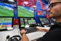 A view of the video assistant refereeing (VAR) operation room at the 2018 FIFA World Cup Russia International Broadcast Centre (IBC) in Moscow on June 9, 2018. / AFP PHOTO / Mladen ANTONOV