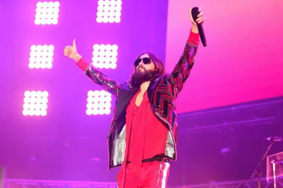 CARSON, CA - MAY 12: Jared Leto of Thirty Seconds to Mars performs onstage at KROQ Weenie Roast 2018 at StubHub Center on May 12, 2018 in Carson, California.   Christopher Polk/Getty Images for KROQ/AFP