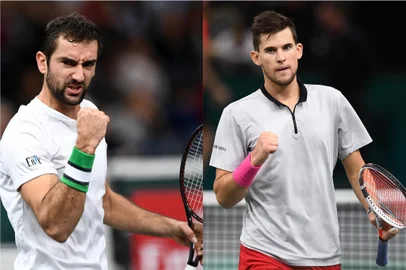 Marin Cilic (esquerda) e Dominic Thiem (direita)