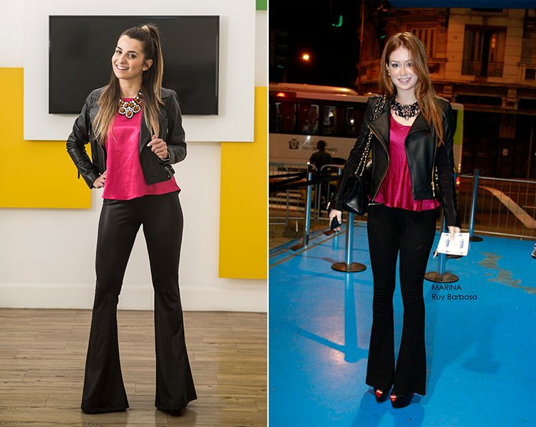 calça preta com blusa rosa