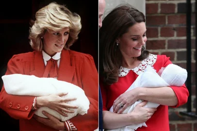 Diana em 1984, Kate em 2018 - Banco de Dados/AFPabrevermelhodressImportação Donnahttp:/