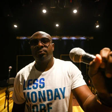  PORTO ALEGRE, RS, BRASIL, 12/12/2018: Lumi, cantor nigeriano, ensaia no Estúdio Soma para show de lançamento do disco Projeto Imigrantes, que acontecerá no Teatro Unisinos. (CAMILA DOMINGUES/AGÊNCIA RBS)