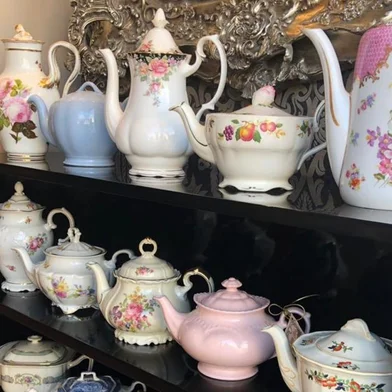 Rosamaria Feltrin mantém antiqurário com porcelanas em Garopaba.