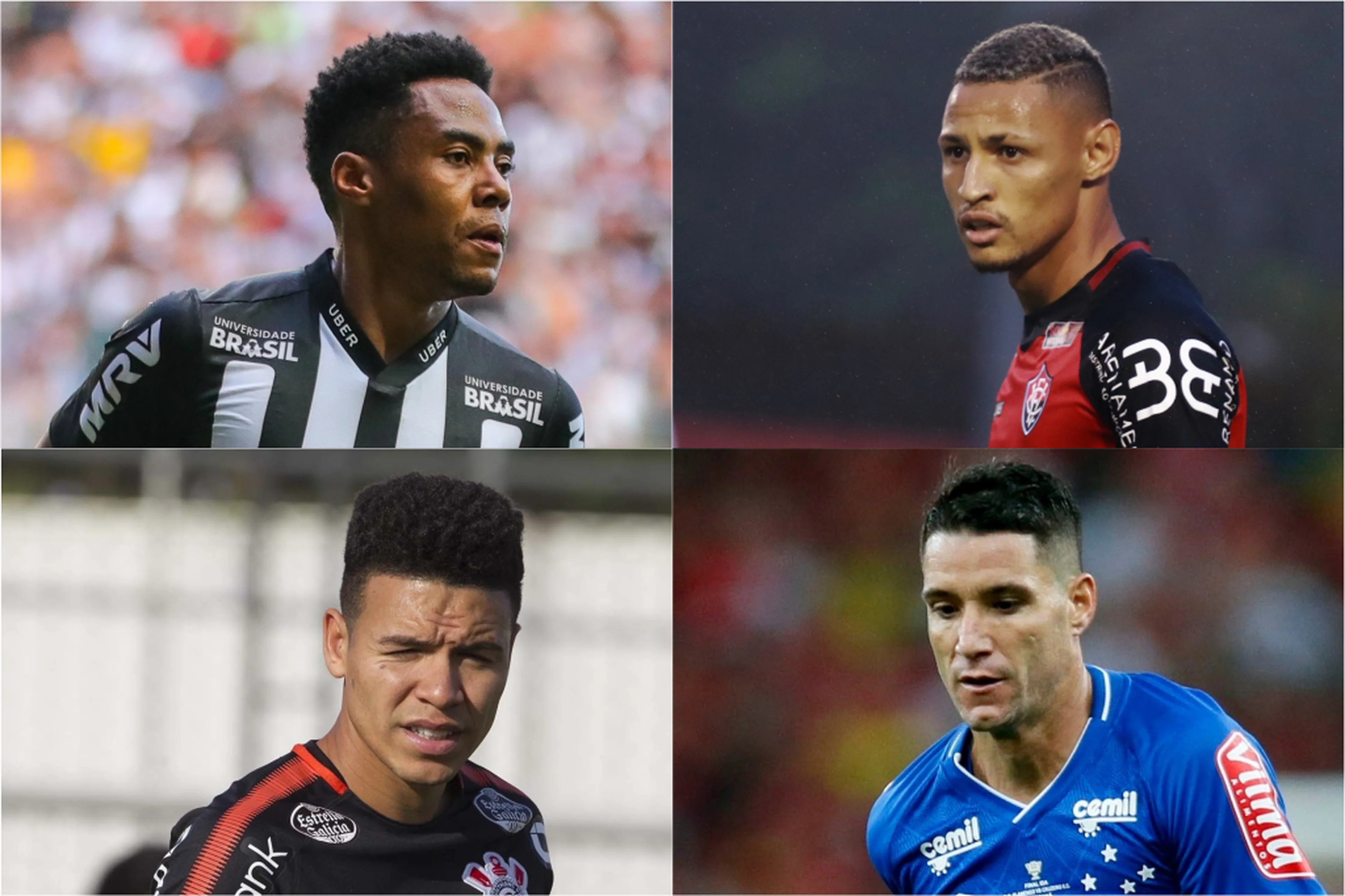 Montagem sobre fotos/Divulgação Atlético-MG, Vitória, Corinthians e Cruzeiro