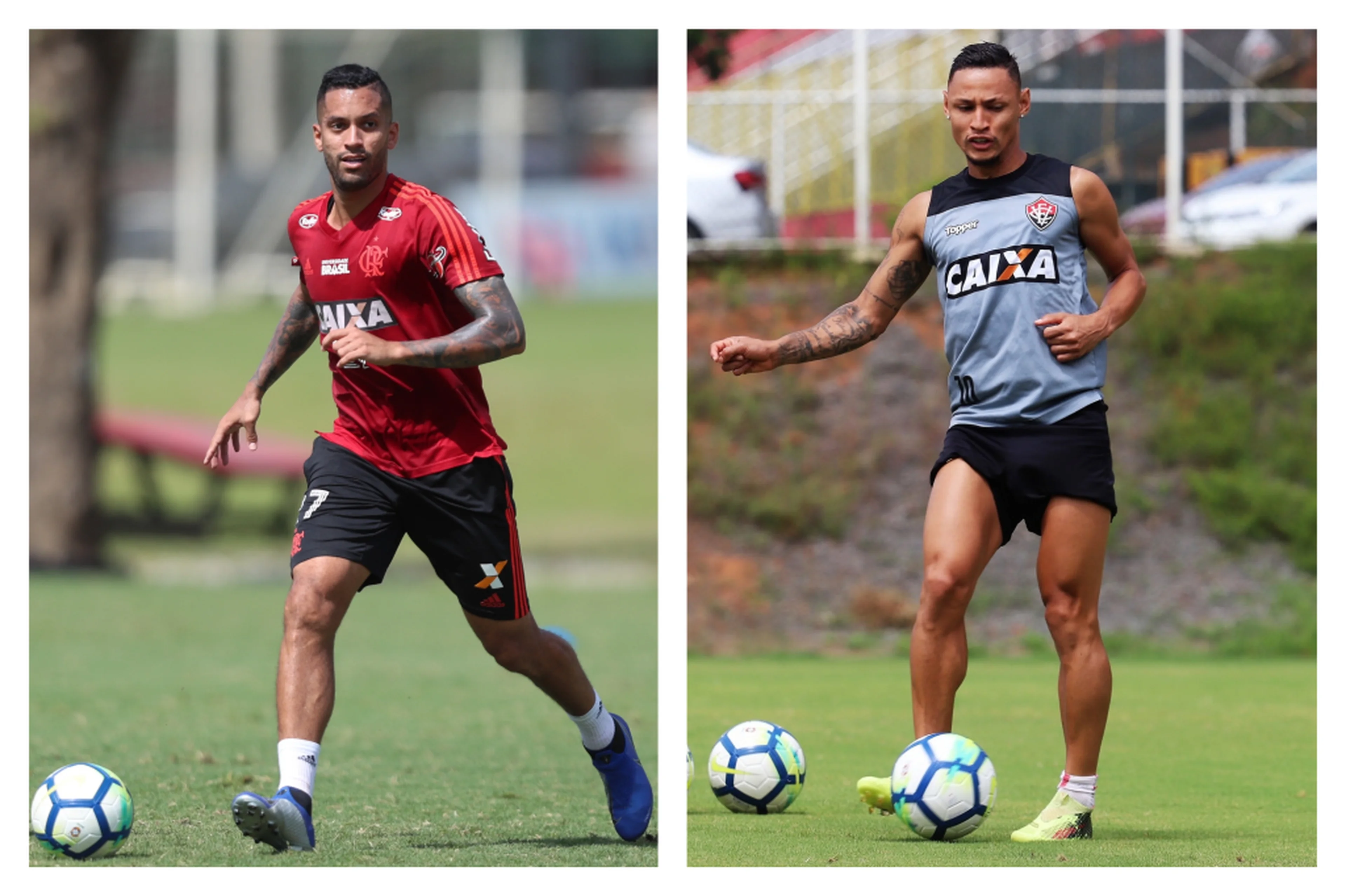 Montagem sobre fotos/Gilvan de Souza/Flamengo e Maurícia da Matta/Vitória