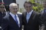 Israels Prime Minister Benjamin Netanyahu (L) is welcomed by Brazils President-elect Jair Bolsonaro at the Copacabana fort in Rio de Janeiro, Brazil, on December 28, 2018. - Netanyahu hailed what he said would be a new era in ties with great power Brazil ahead of a meeting with the Latin American countrys incoming far-right leader, Jair Bolsonaro, who takes office on January 1, 2019. (Photo by Leo CORREA / POOL / AFP)