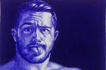 Obra feita em Bic pelo artista Rafael Dambros