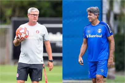 Odair Hellmann (E), técnico do Inter e Renato Portaluppi (D), técnico do Grêmio
