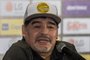  (FILES) In this file photo taken on September 10, 2018 Argentine legend Diego Maradona gives a press conference during his presentation as the new coach of Mexican football club Dorados, in Culiacan, Sinaloa State, Mexico. - Argentine legend Diego Maradona remained hospitalized on January 04, 2019 in Buenos Aires after a scheduled medical check up. According to local press, his condition is not serious. (Photo by Pedro PARDO / AFP)Editoria: SPOLocal: CuliacánIndexador: PEDRO PARDOSecao: soccerFonte: AFPFotógrafo: STF