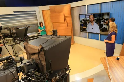  Porto Alegre, Bastidores do novo Telejornal Bom Dia Rio Grande, da RBS TV, gravação do piloto.. Fotos Júlio Cordeiro. 17/01/2019