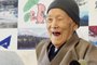(FILES) This file photo taken on April 10, 2018 shows Masazo Nonaka of Japan, then aged 112, smiling after being awarded the Guinness World Records oldest male person living title in Ashoro, Hokkaido prefecture. - Worlds oldest man Masazo Nonaka, who was born just two years after the Wright brothers launched humanitys first powered flight, died on January 20, 2019 aged 113, Japanese media said. (Photo by JIJI PRESS / JIJI PRESS / AFP) / Japan OUT