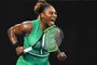 Serena Williams of the US reacts after a point against Romanias Simona Halep during their womens singles match on day eight of the Australian Open tennis tournament in Melbourne on January 21, 2019. (Photo by William WEST / AFP) / -- IMAGE RESTRICTED TO EDITORIAL USE - STRICTLY NO COMMERCIAL USE --