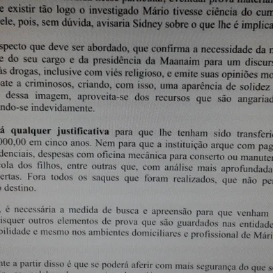 Trecho de ordem de busca e apreensão em residência do delegado Mário Vieira, da PF